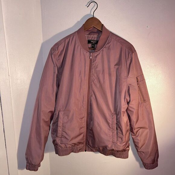NEW Forever 21 Puffer Bomber Varsity Jacket Men Large Front Zip Pockets - Picture 1 of 6